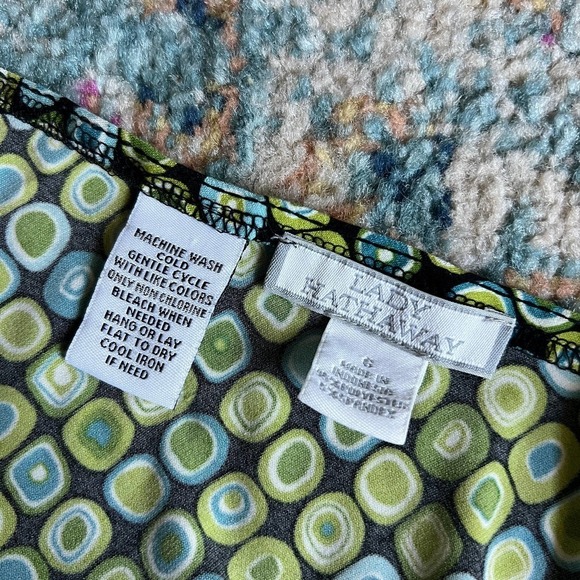 Vintage Y2K Green Abstract Funky Printed Casual Knee Length Dress - Picture 5 of 5